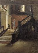 Bernard Hall Staircase to Public Library oil on canvas